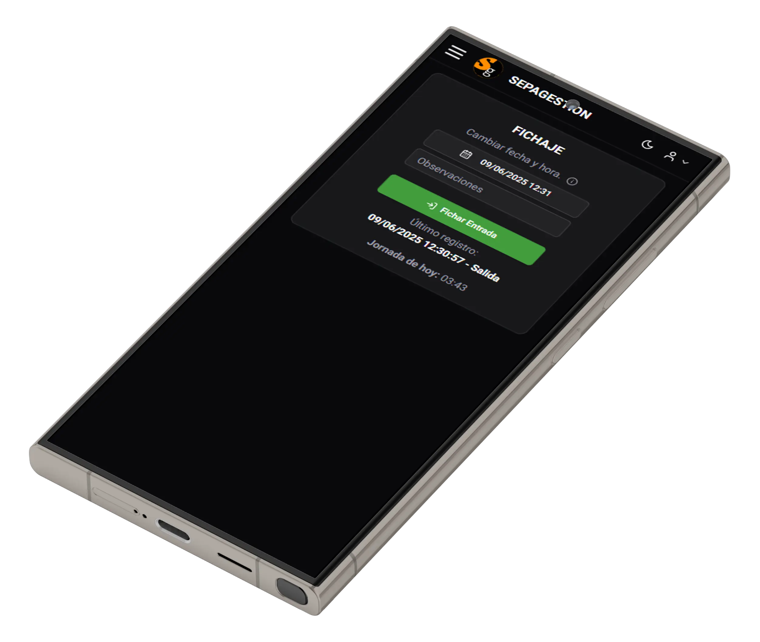 Vista de la aplicación en iPhone