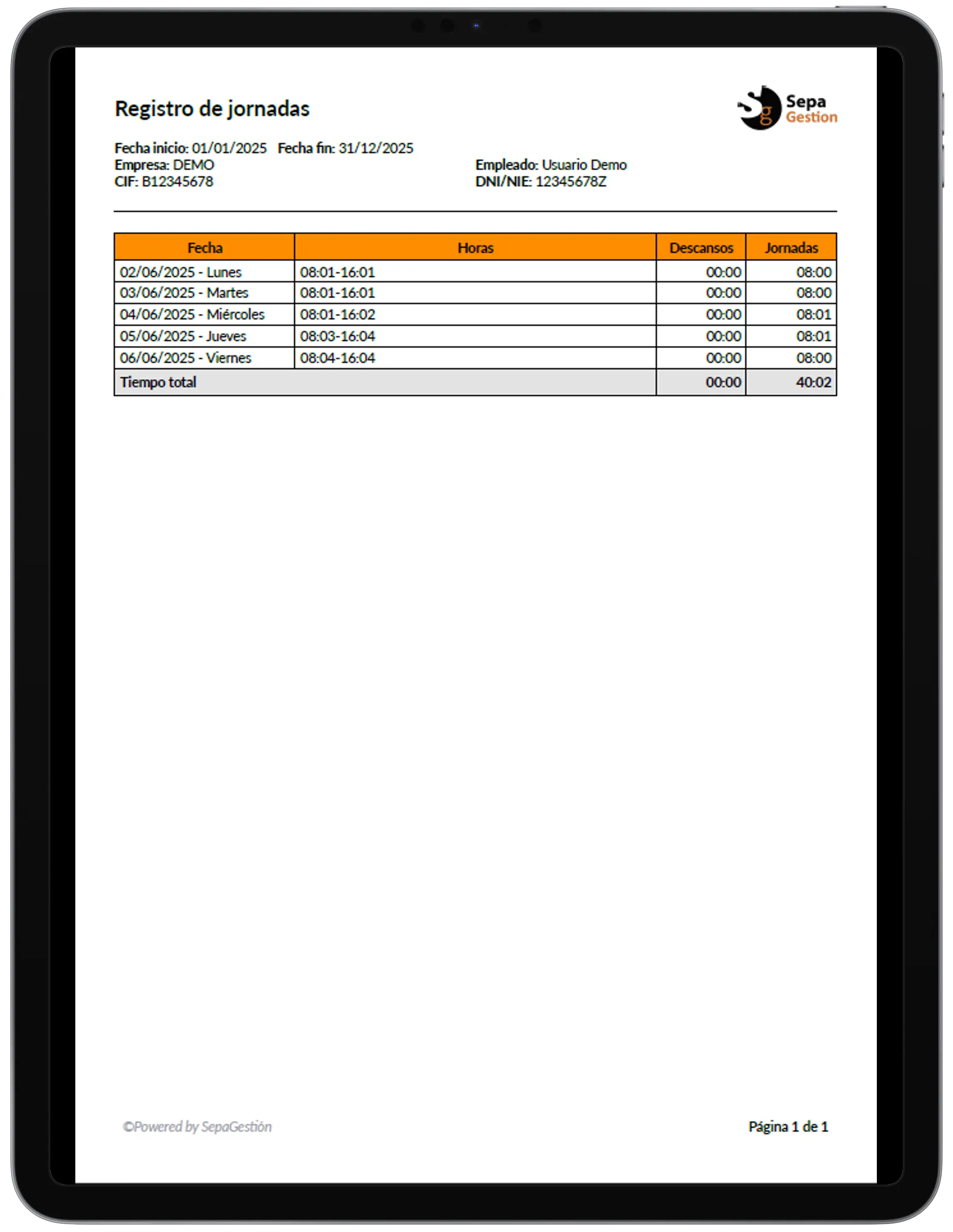 Exportación de datos en PDF y Excel